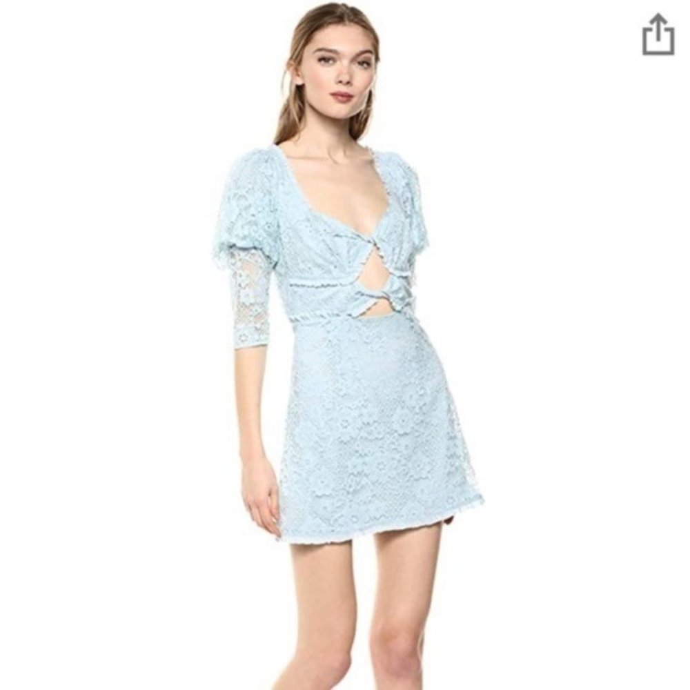 FOR Love & Lemons Lyla Mini Dress light blue medium